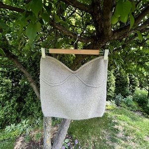 Green Strapless Knit Top – Sweetheart Neckline